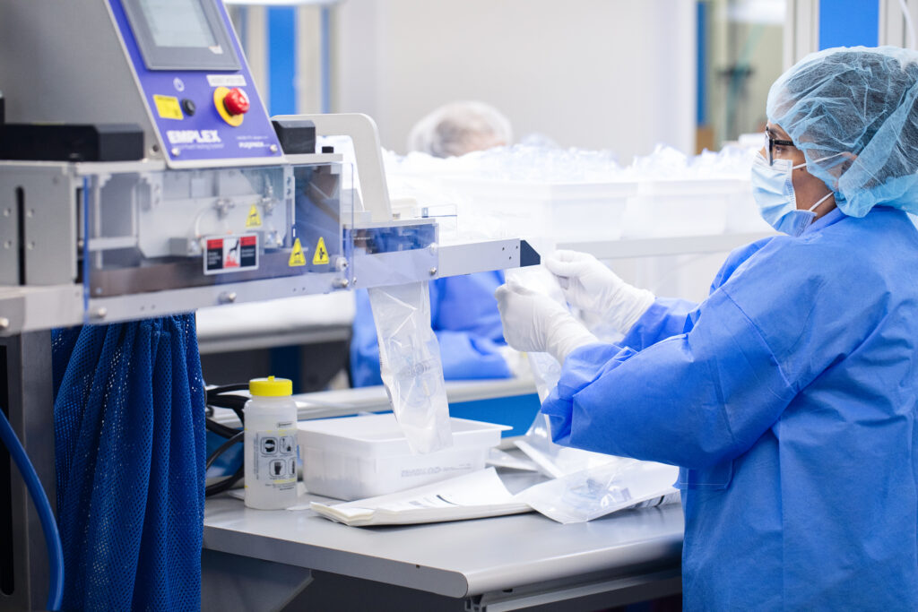Medical device packaging in a cleanroom